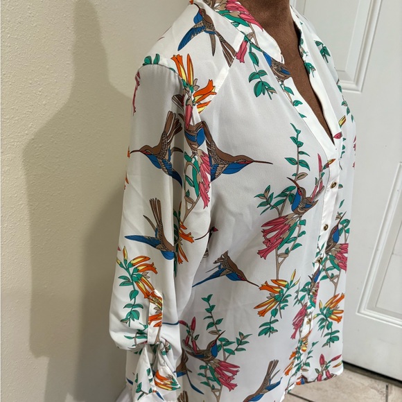 Alfani Multicolor Floral Button-Up Blouse - Picture 4 of 5